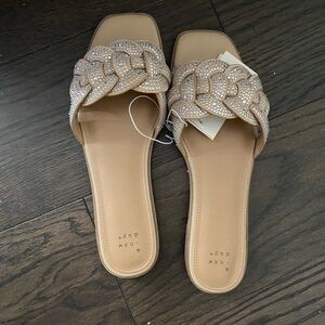 Women's Tan Braided Slide Sandals